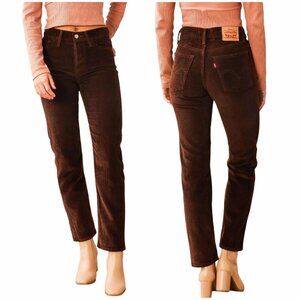 Levi's Premium Wedgie Straight Corduroy Pants Brown Women’s 30 High Rise W30 L28